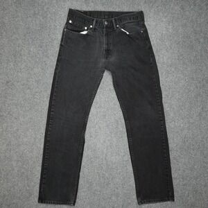 Levis 505 Jeans Men 32x33 Black Regular Straight Dark Wash Tag 34x34